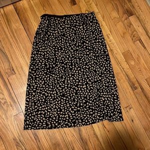 Black and brown dotted midi skirt